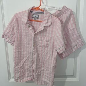 Pink Gingham size 7 Petite Plume pajama short set